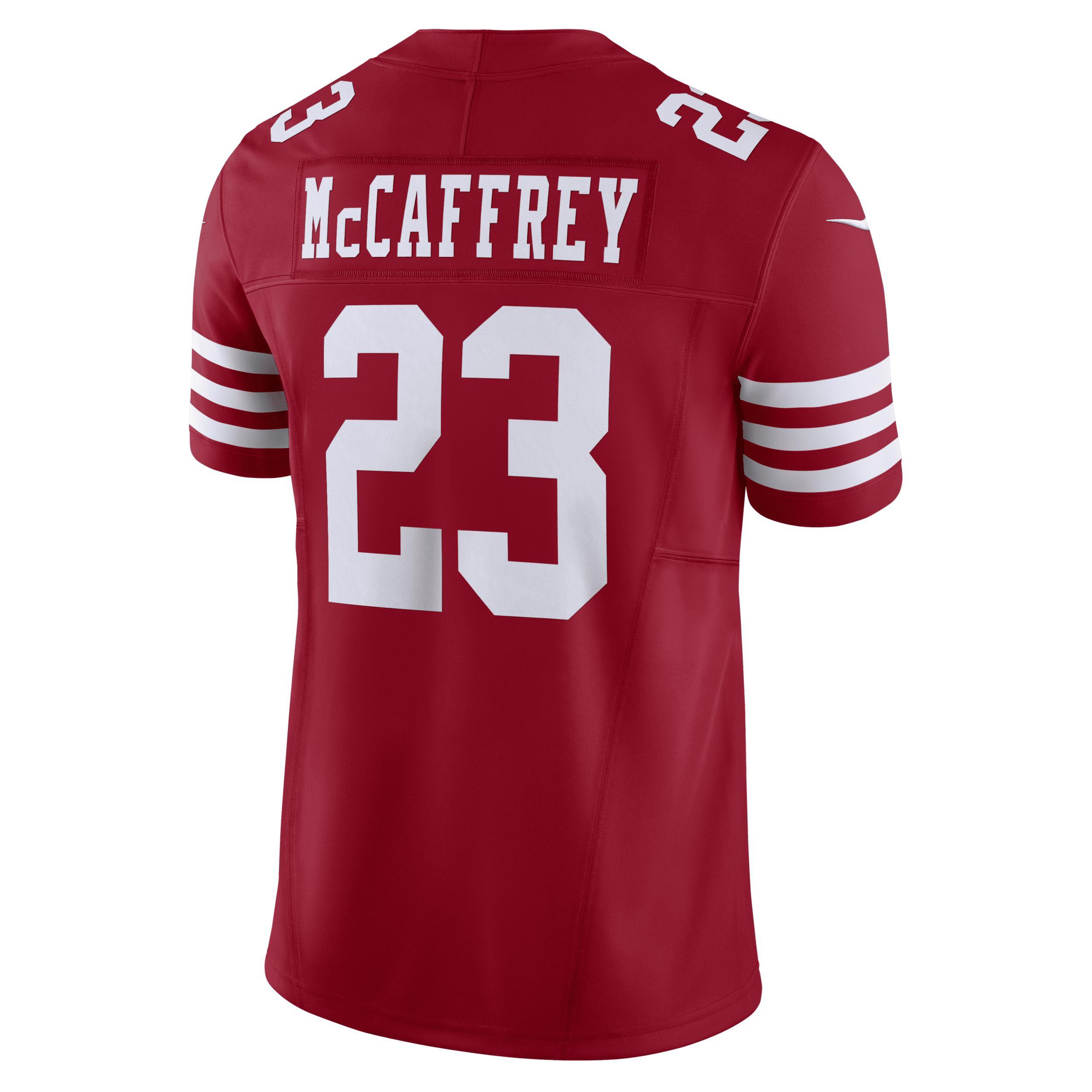 Nike Mens Christian McCaffrey San Francisco 49ers Vapor F.u.s.e. Limited Jersey - Scarlet, White Product Image