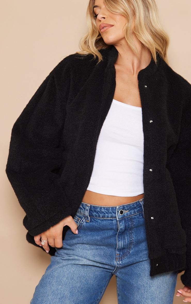 Black Wool Look Oversized Jacket Product Image