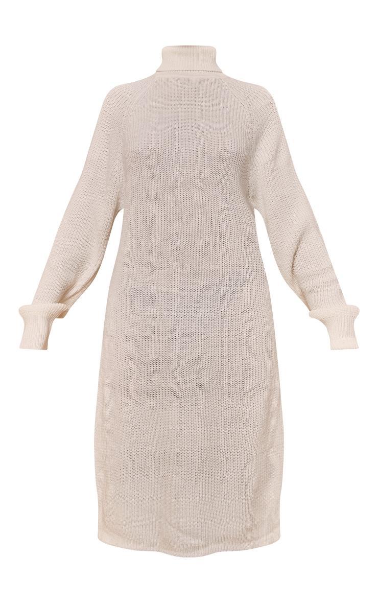 Petite Cream Roll Neck Oversized Midi Sweater Dress Product Image