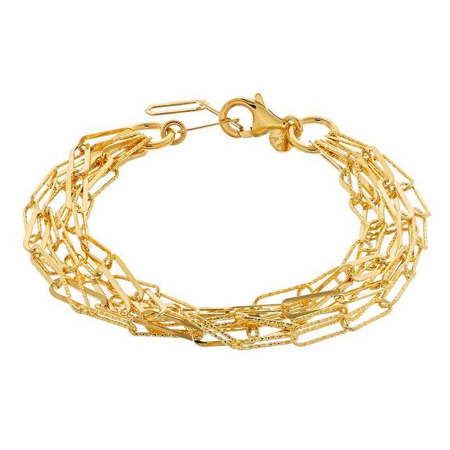 Gold Tone Sterling Silver Oval Link Multi Strand Bracelet, Womens Product Image