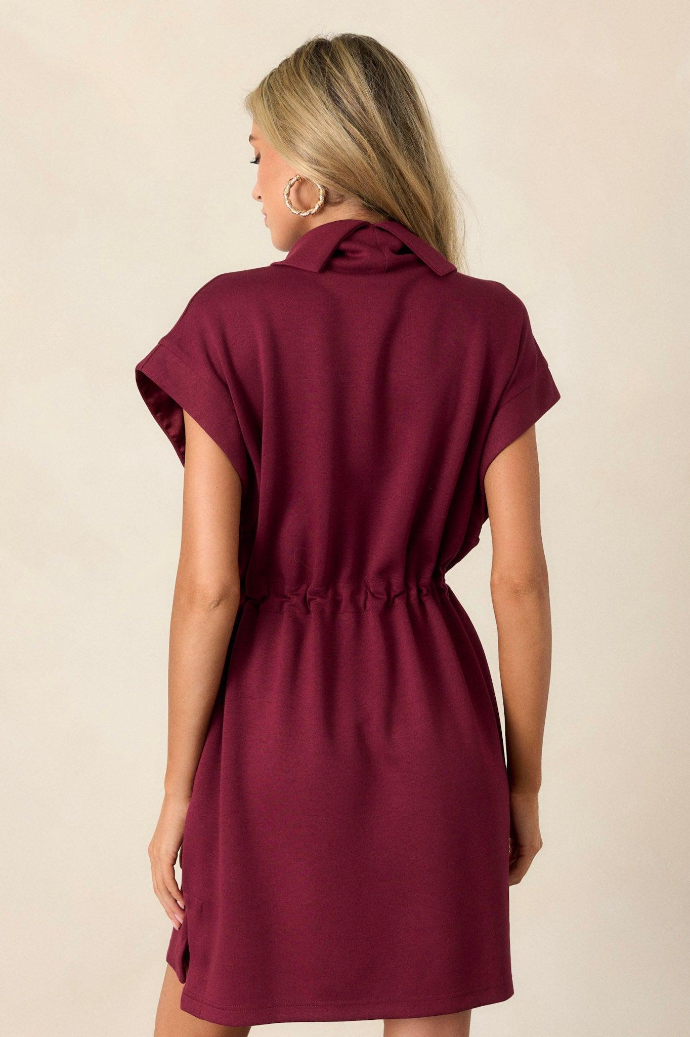 See The End Burgundy Drawstring Mini Dress Product Image