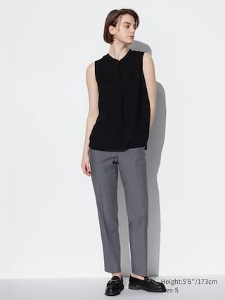 Womens Smart Ankle Pants 2-Way Stretch Tall Gray 2XL UNIQLO US Product Image