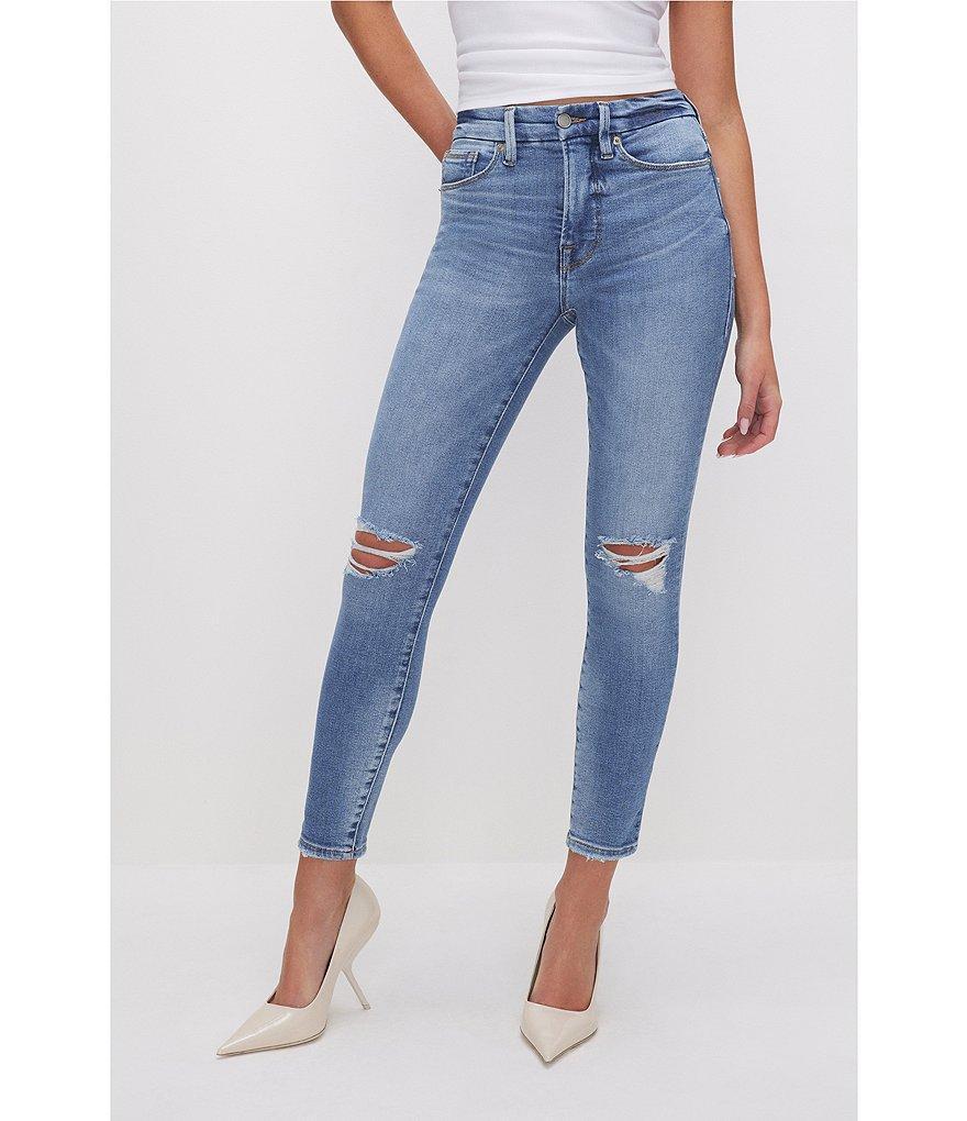 Good American Good Legs Denim Skinny Crop Distressed Mid Rise Jeans Product Image