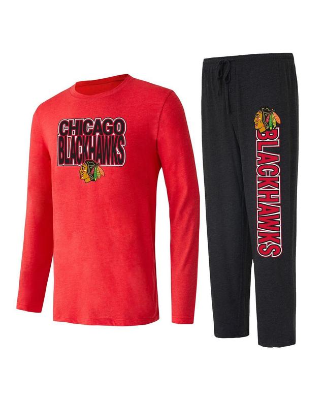 Mens Concepts Sport /Red Chicago hawks Meter Long Sleeve T-Shirt & Pants Sleep Set Product Image