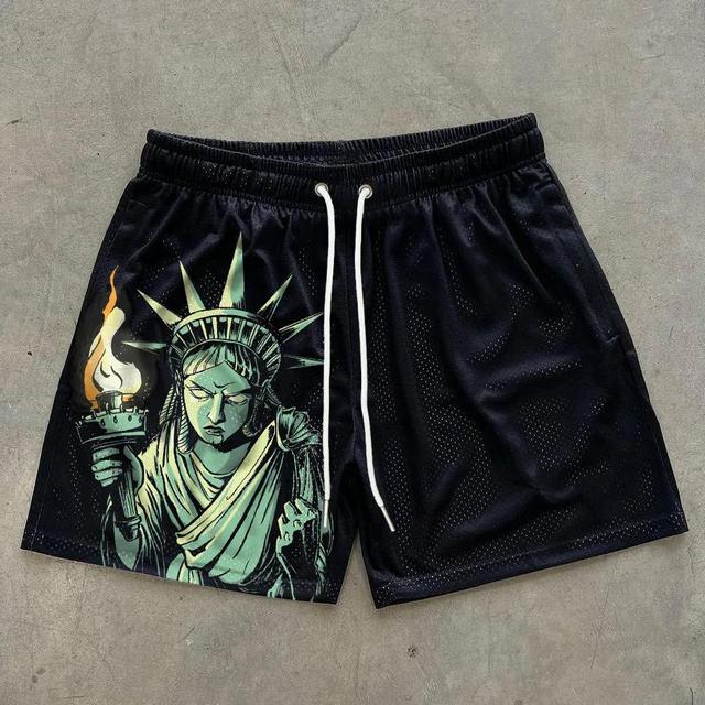 Sopula Statue Of Liberty Printed Mesh Shorts Product Image