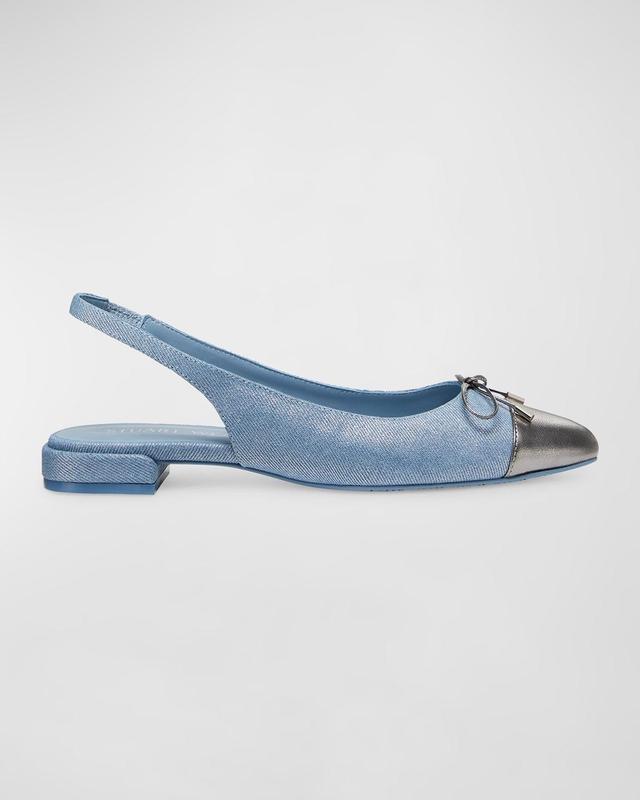 Sleek Denim Bow Slingback Ballerina Flats Product Image