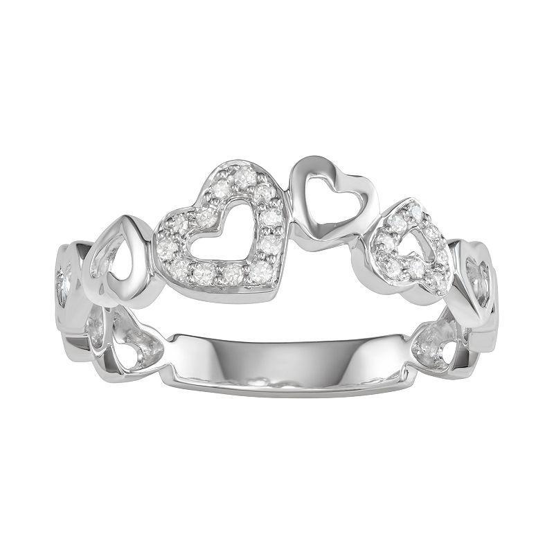 Sterling Silver Diamond Accent Heart Ring, Womens Silver Tone Product Image