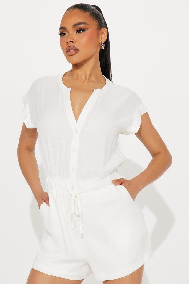 Meeting My Love Linen Romper - Off White Product Image