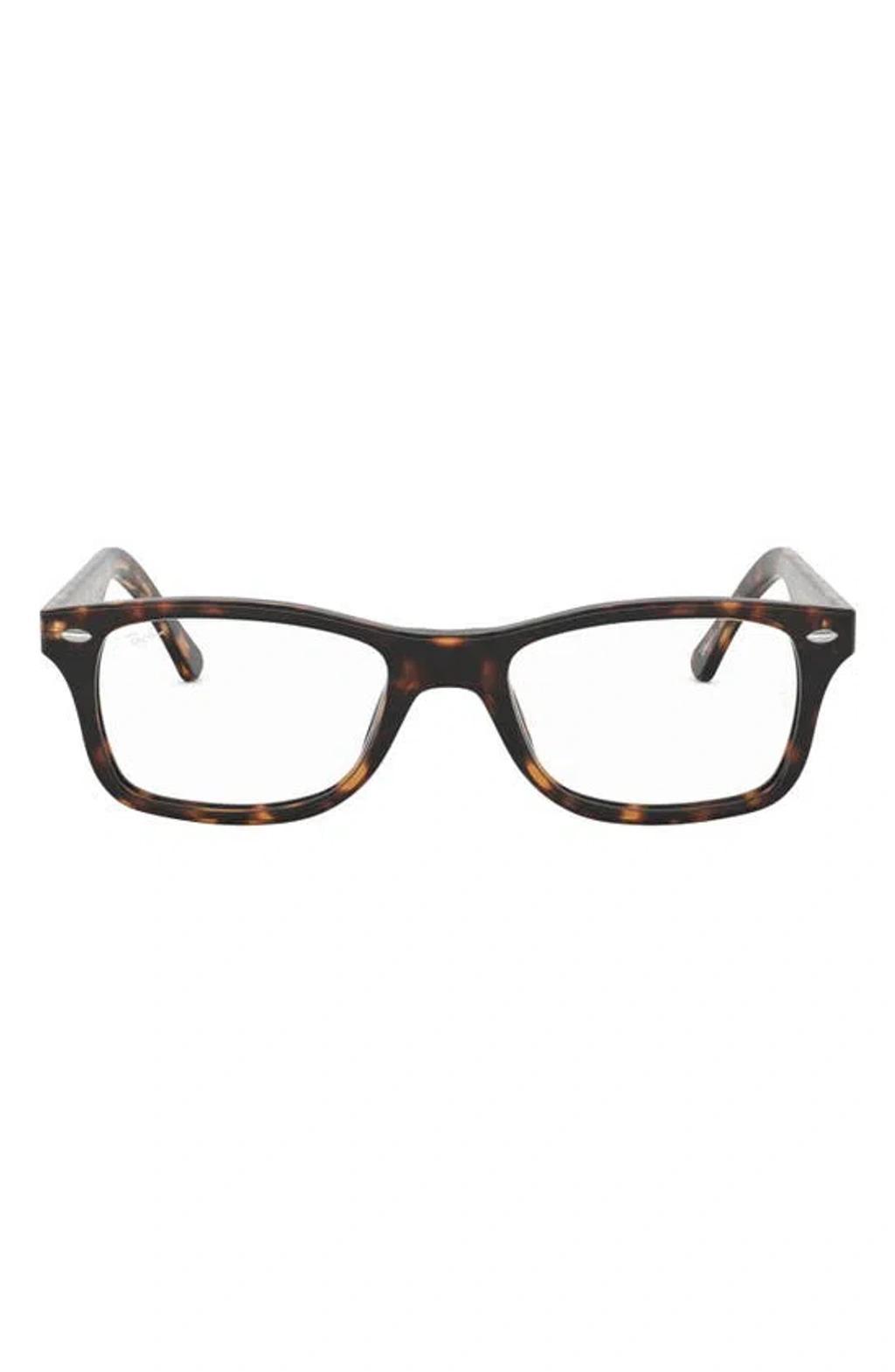 RAY BAN 55mm Square Blue Light Blocking Glasses In Dark Havana Product Image