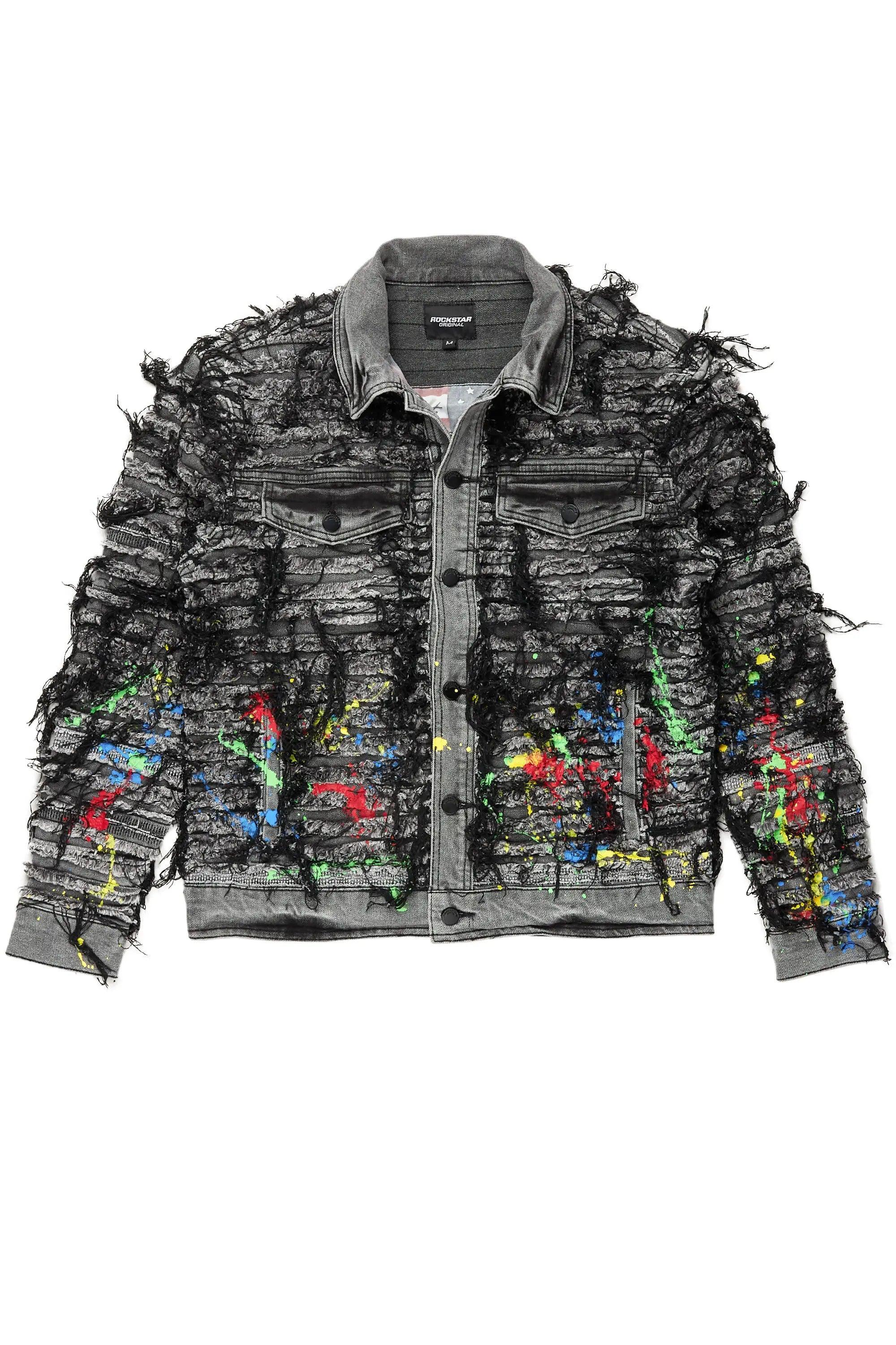 Gagan Black/Grey Painter Denim Jacket Male Product Image