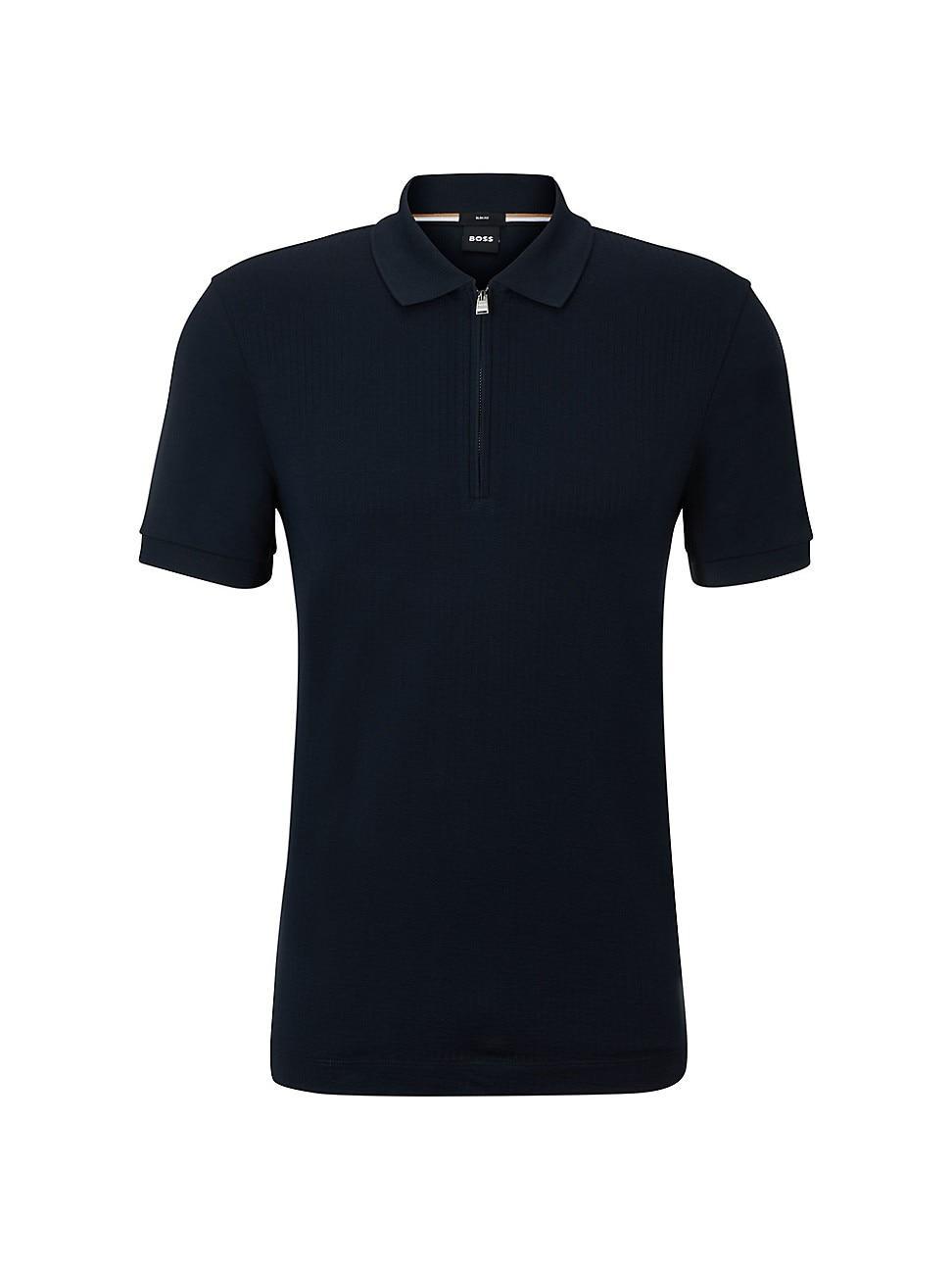 Boss by Hugo Boss Mens Zip Placket Slim-Fit Polo Shirt Product Image