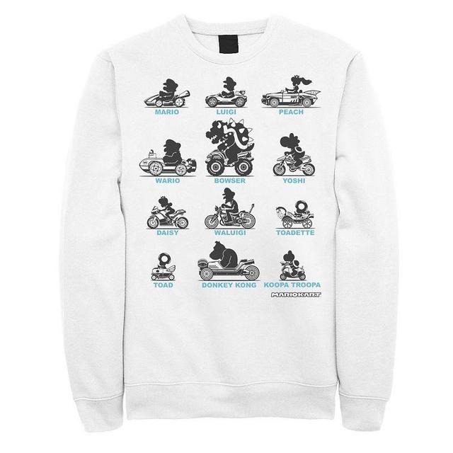 Mens Nintendo Super Mario Mario Kart Silhouette Racers Sweatshirt White Product Image