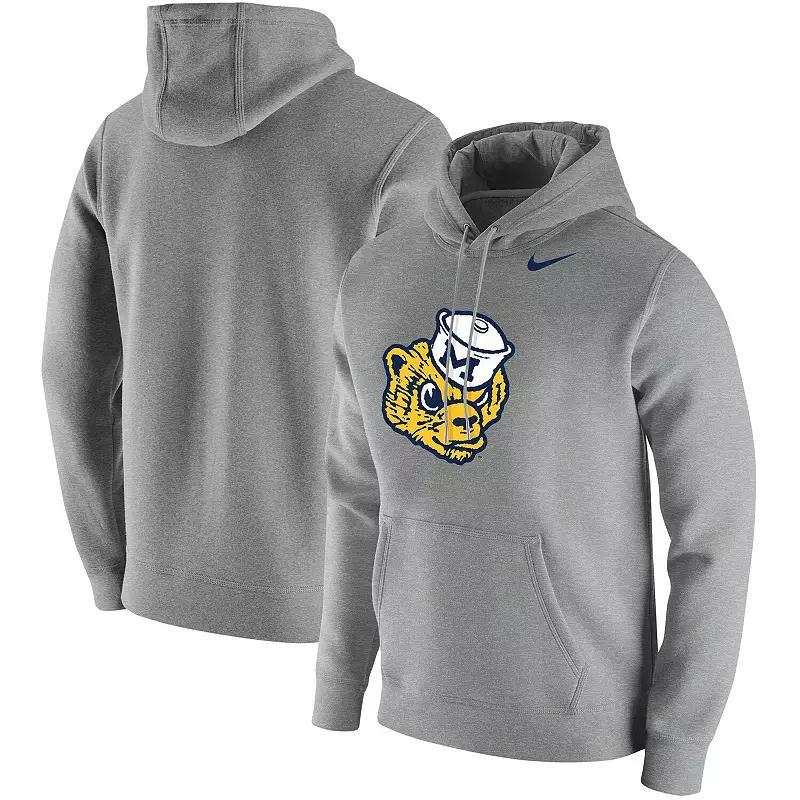 NIKE Heathered Gray North Carolina Tar Heels Vintage School Logo Pullover Hoodie Product Image