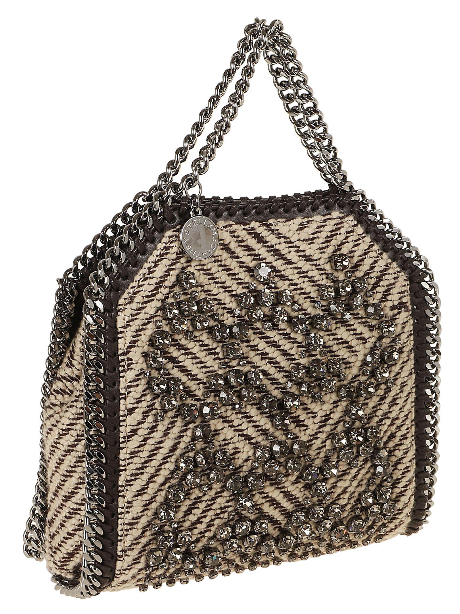 Crystal Embroidered Jacquard Cross-body Bag In Chocolate Cream Product Image