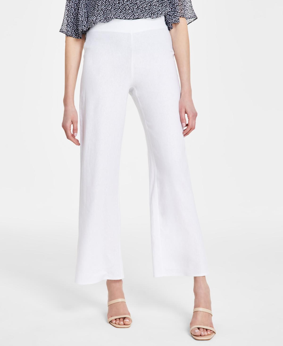 Sam & Jess Womens Linen-Blend Wide-Leg Pull-On Pants Product Image