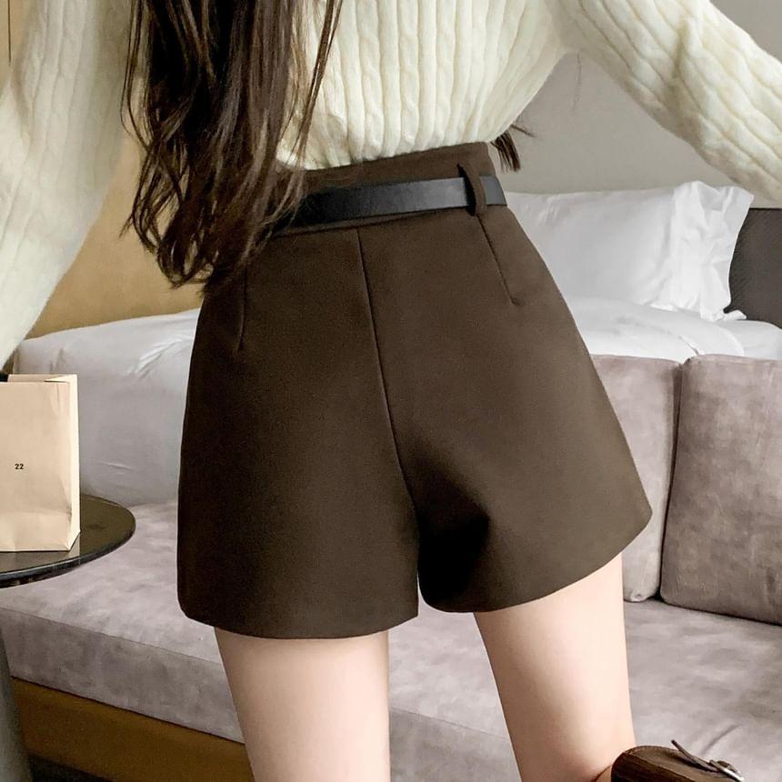 High Waist Plain Dress Shorts Product Image