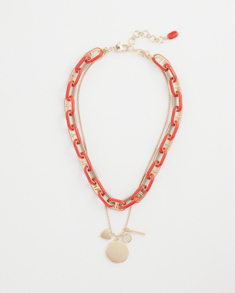 Orange Enamel Multistrand Necklace   Chico's - Orange - Women Product Image