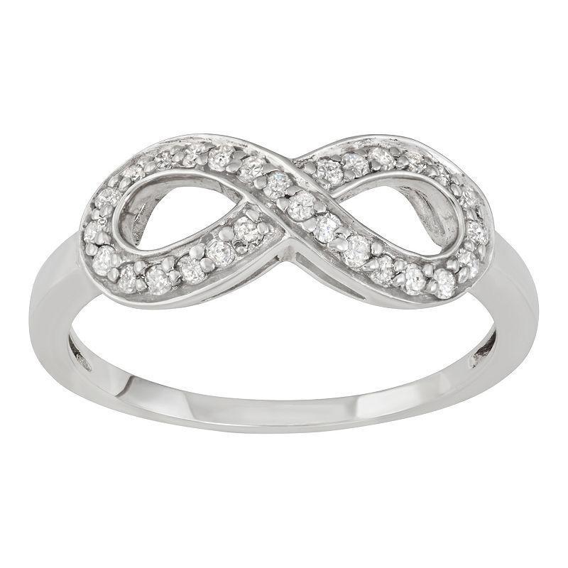 Sterling Silver 1/4 Carat T.W. Diamond Infinity Ring, Womens Product Image