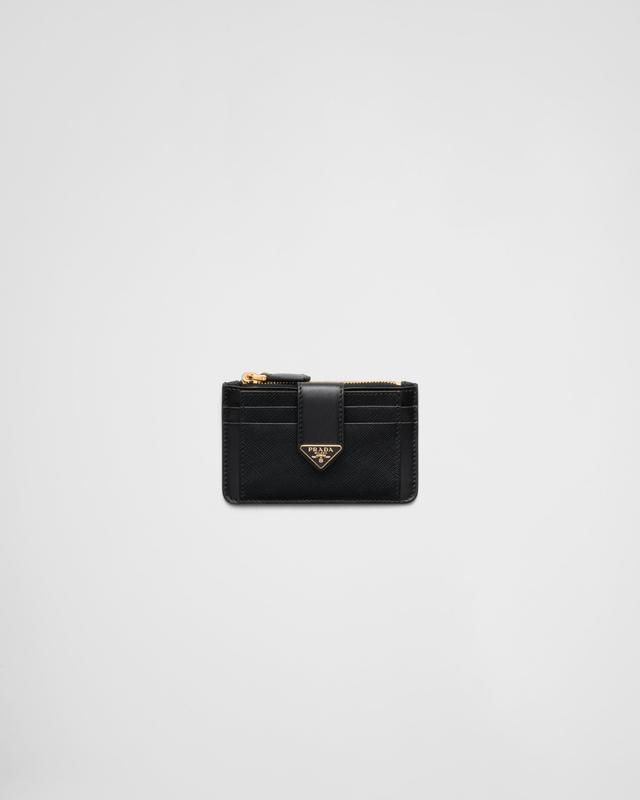 Saffiano and smooth leather card holder Product Image