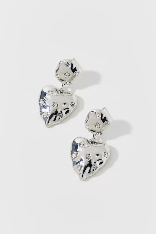 Hammered Rhinestone Heart Earring Product Image