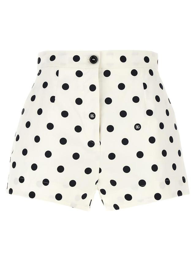 Dots Print Cotton Shorts In Blackwhite Product Image