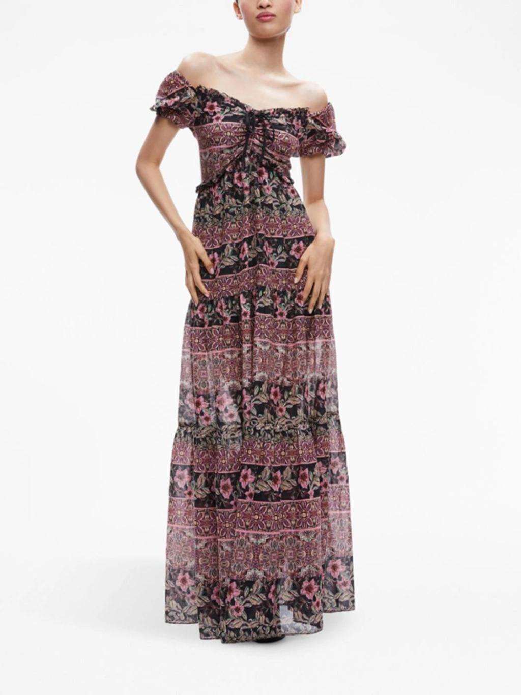 ALICE AND OLIVIA Andrea Tiered Maxi Dress In Pink Product Image