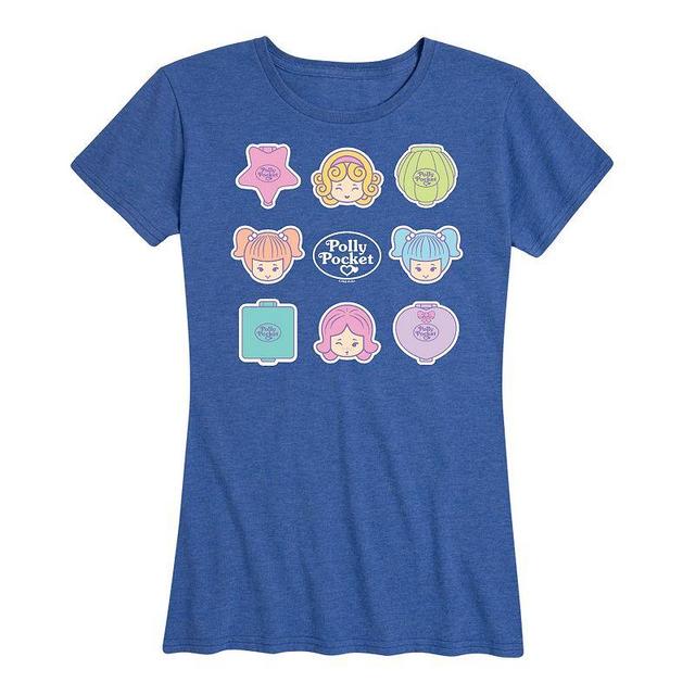 Womens Polly Pocket Grid Graphic Tee Grey Royal Blue Product Image