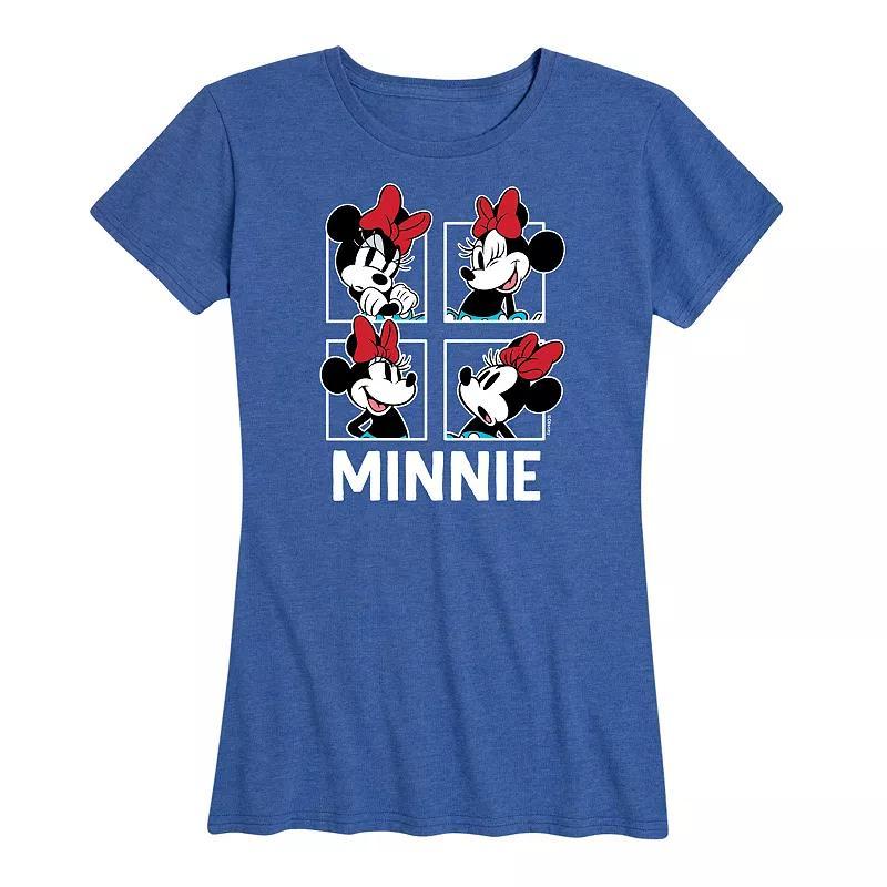 Disneys Minnie Mouse Womens Grid Graphic Tee Grey Gray Product Image