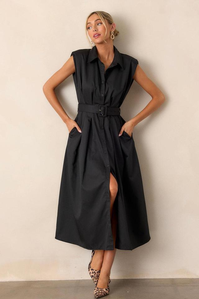 Days Go By Black Belted Midi Dress Product Image