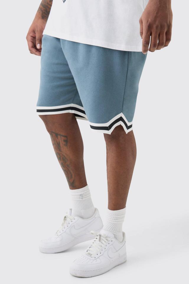 Mens Grey Plus Loose Fit Mid Length Basketball Short In Slate, Grey Product Image