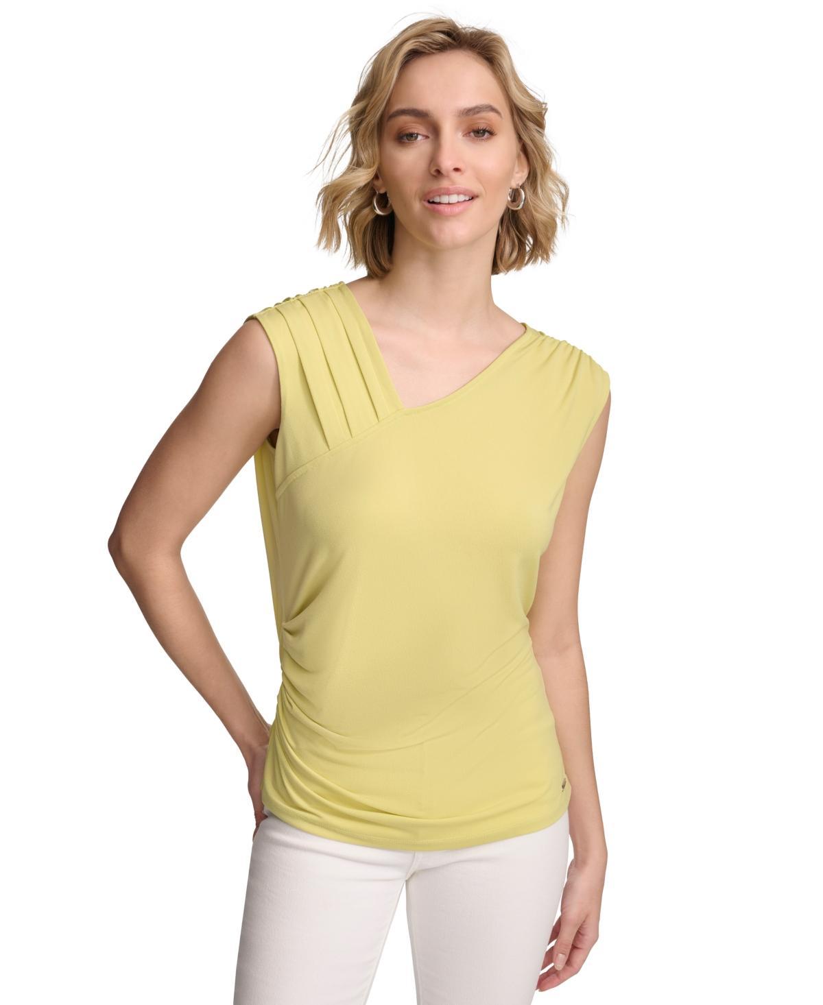 Calvin Klein Womens Asymmetrical-Neck Sleeveless Top Product Image