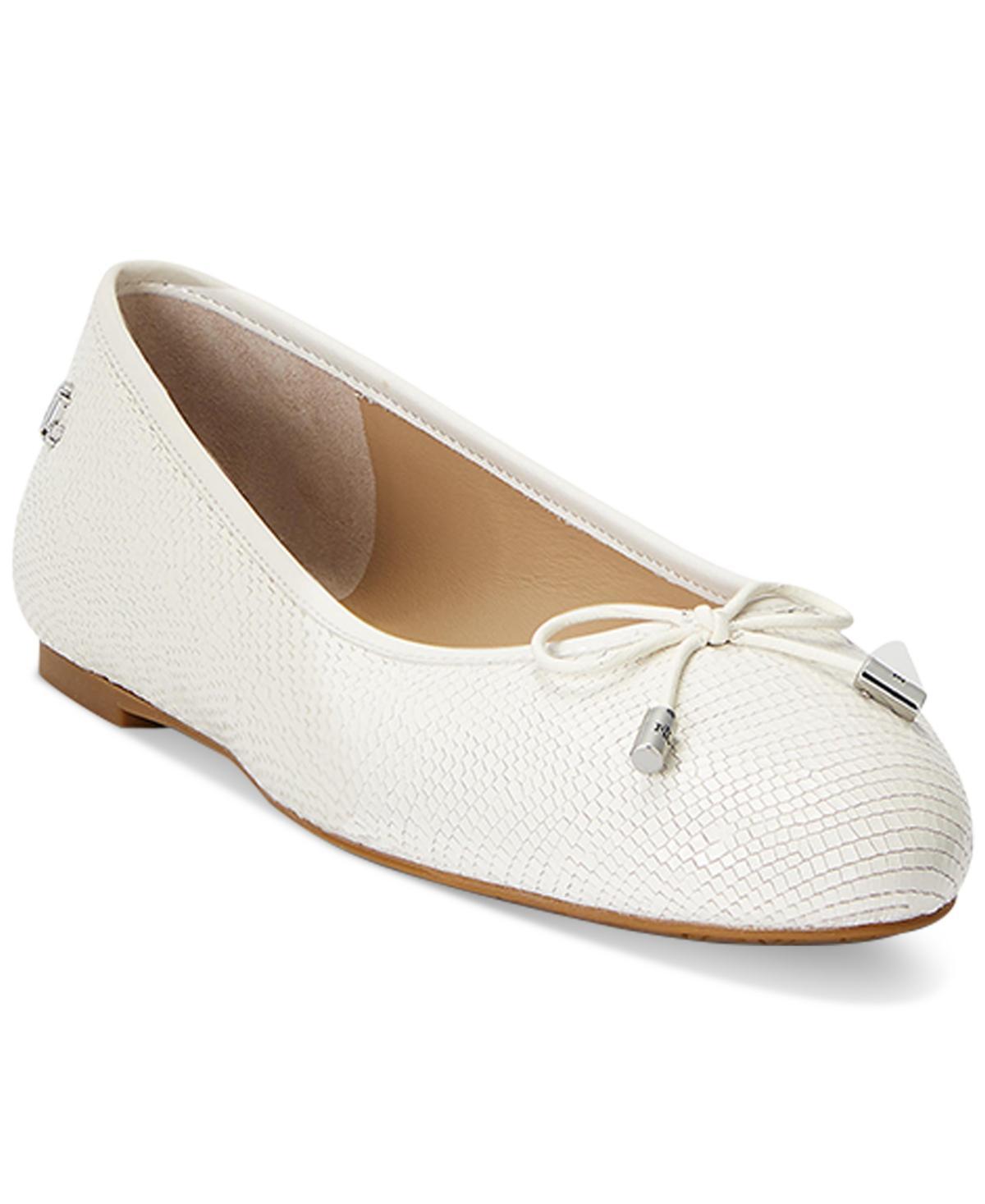 Lauren Ralph Lauren Jayna Bow Detail Leather Ballet Flats Product Image