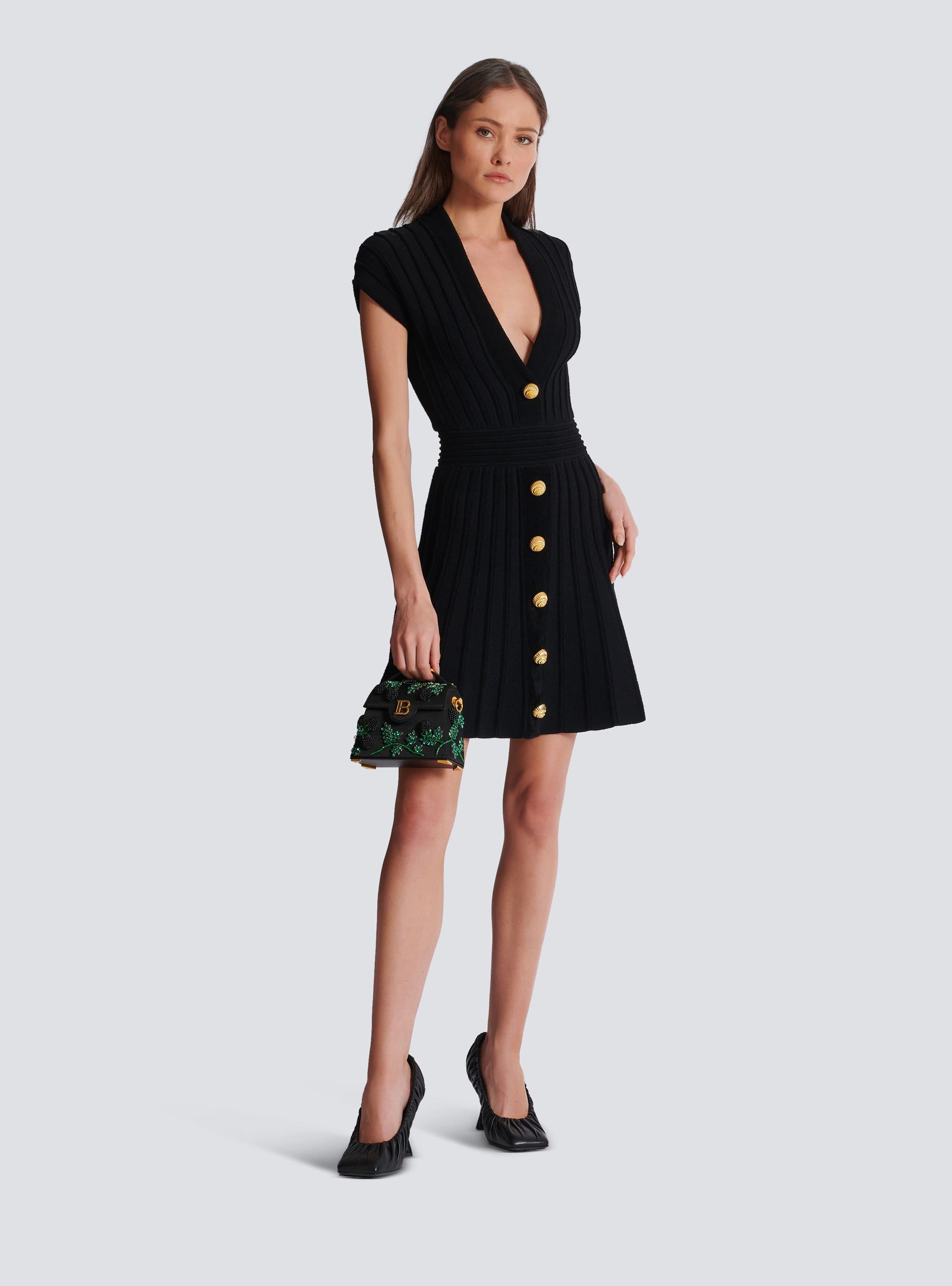 Short velvet dress with buttons Product Image