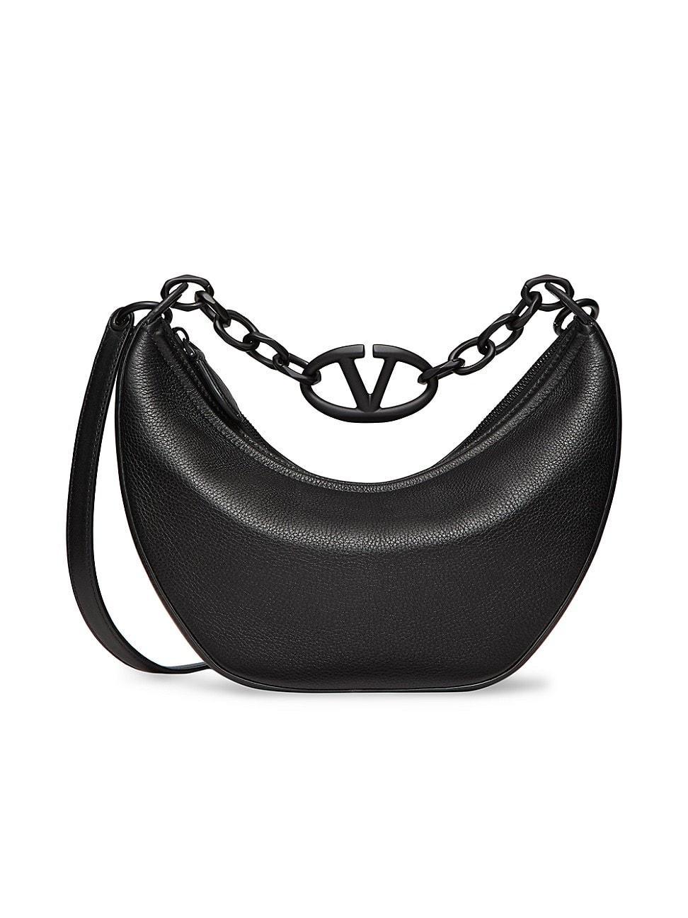 Womens VLogo Moon Small Hobo Bag in Grainy Calfskin Product Image