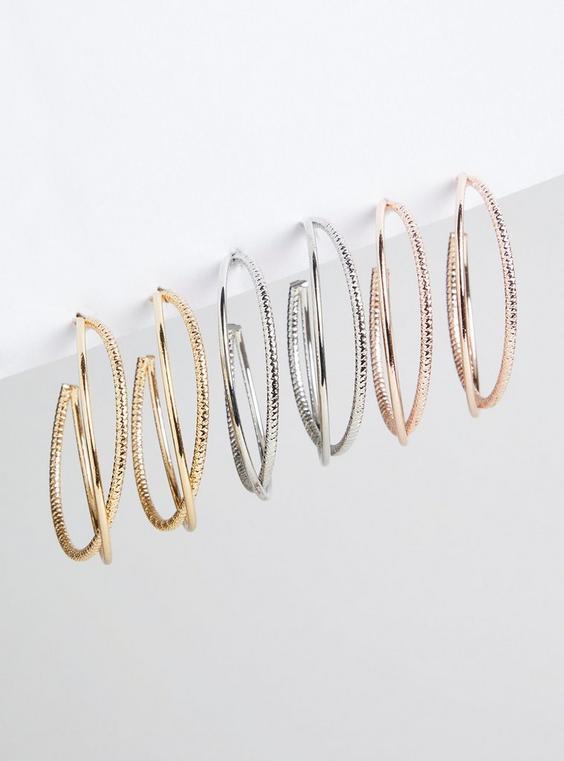 Textured Hoop Earring Set Product Image