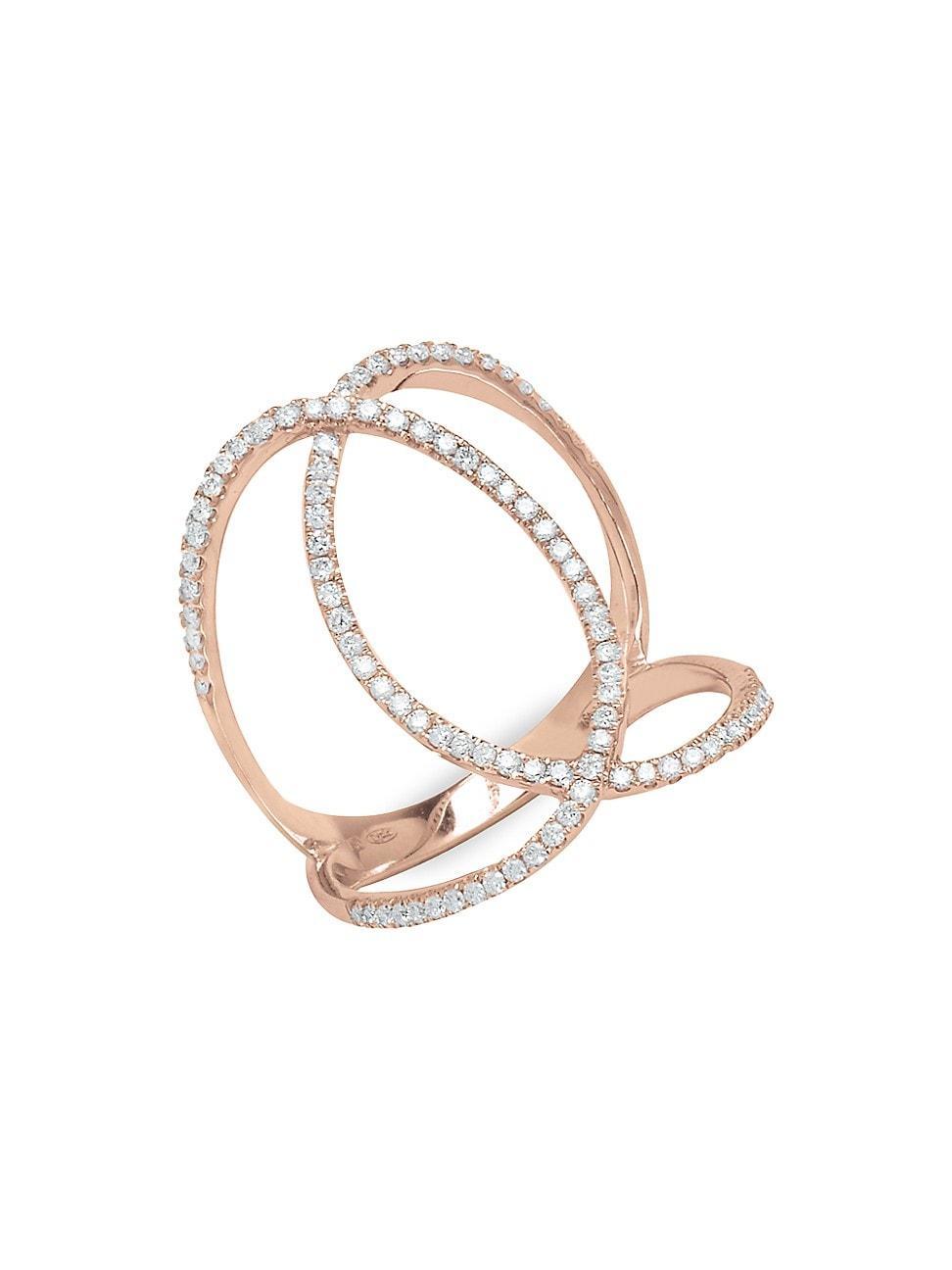 Womens Graphique 18K Rose Gold & Diamond Double C Ring Product Image