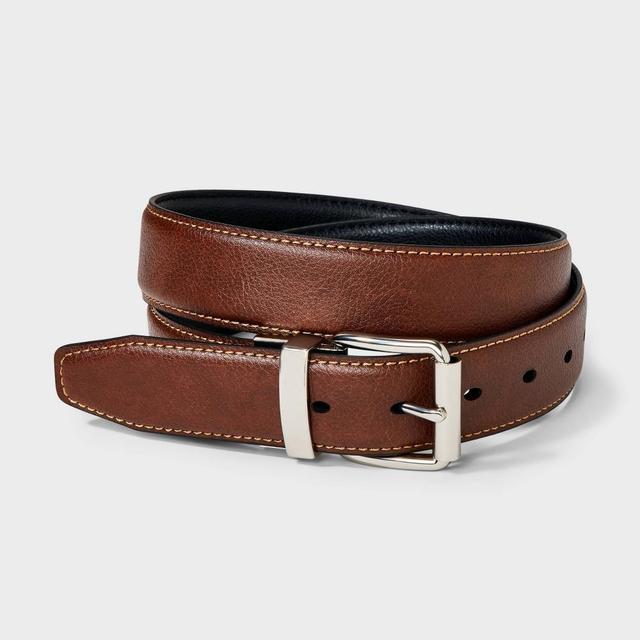 Mens Two-in-One Reversible Casual Roller Buckle Belt - Goodfellow & Co Tan Product Image
