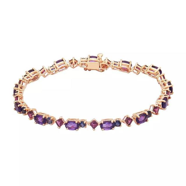 14k Rose Gold Over Silver Genuine Amethyst, Rhodolite Garnet & Lolite Bracelet, Womens Pink Tone Product Image