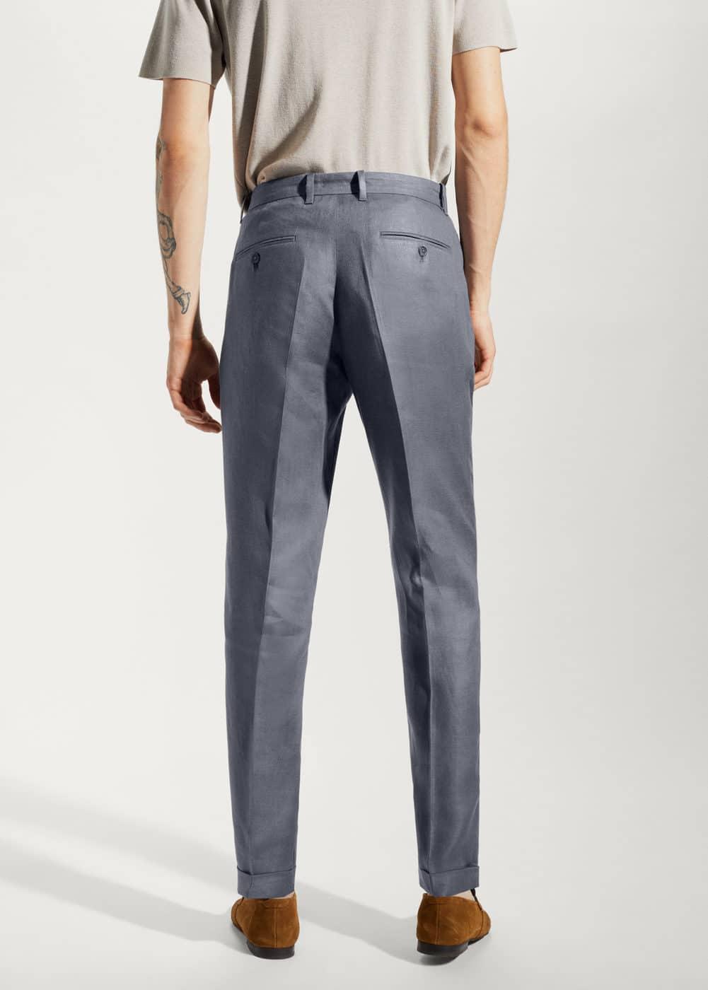 MANGO MAN - 100% linen regular fit pants medium grey - 36 - Men Product Image