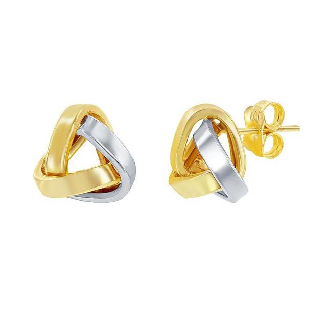 Two Tone 14k Gold Love Knot Stud Earrings, Womens, Yellow Product Image