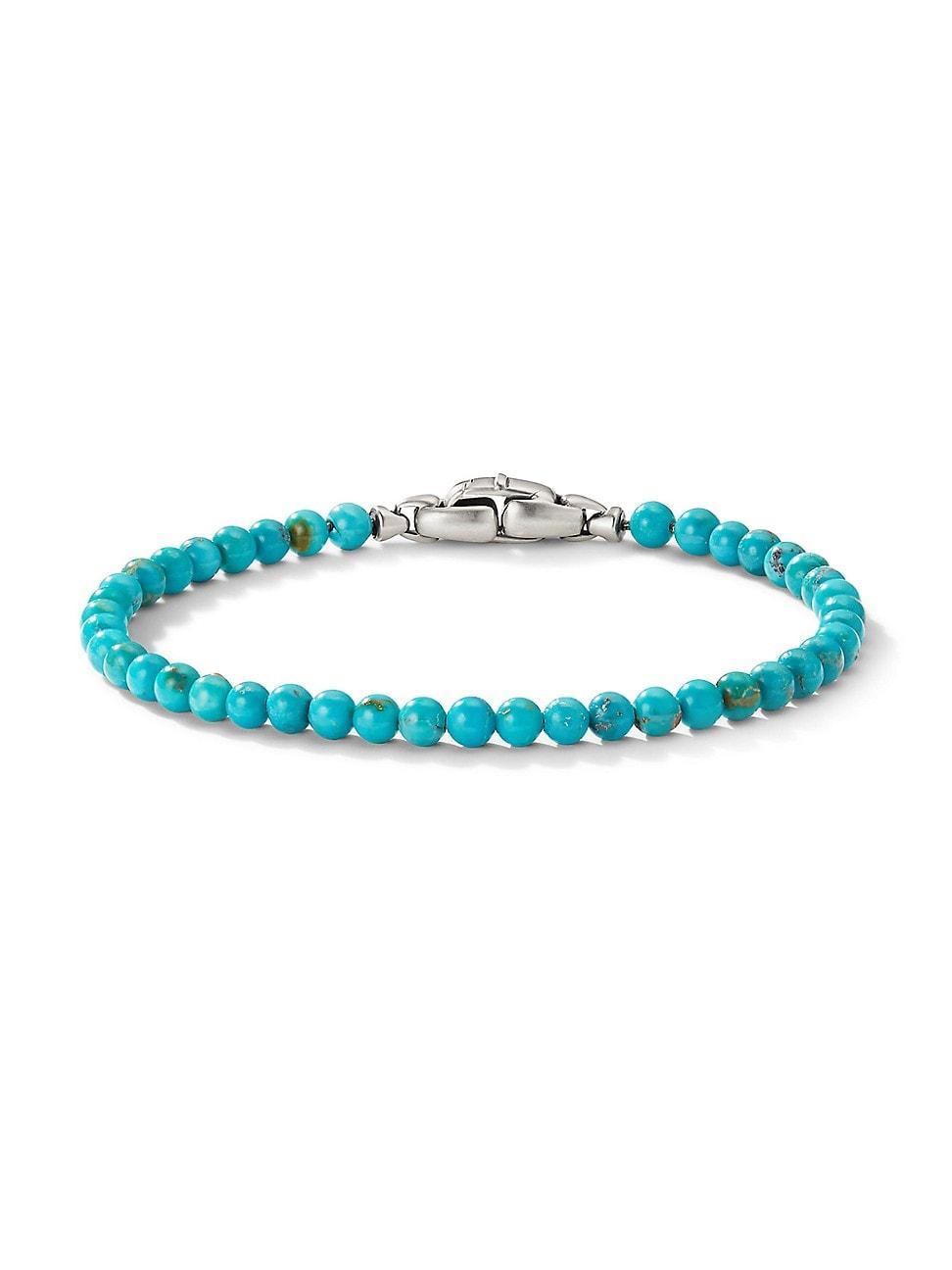 Mens Spiritual Bead Turquoise & Sterling Silver Bracelet Product Image