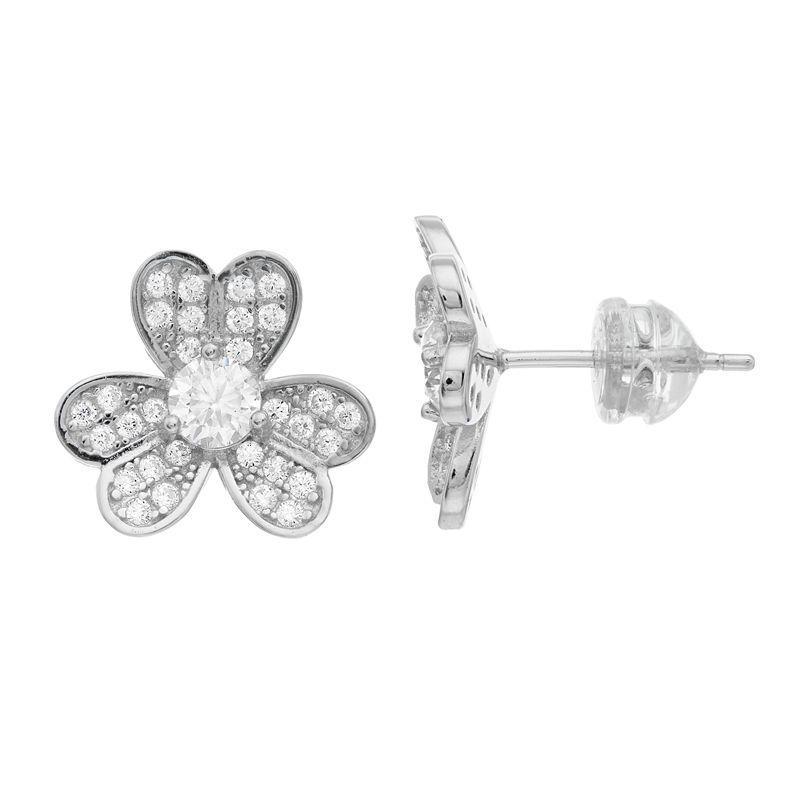 Stella Valentino Sterling Silver Lab Created Moissanite Blooming Flower Petal Stud Earrings, Womens Product Image