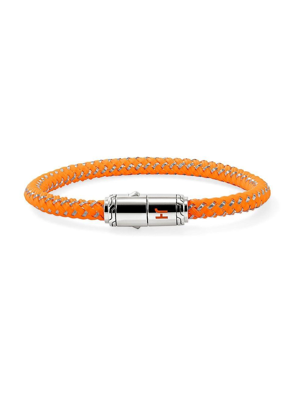 Mens Sterling Silver & Rubber Cord Bracelet Product Image