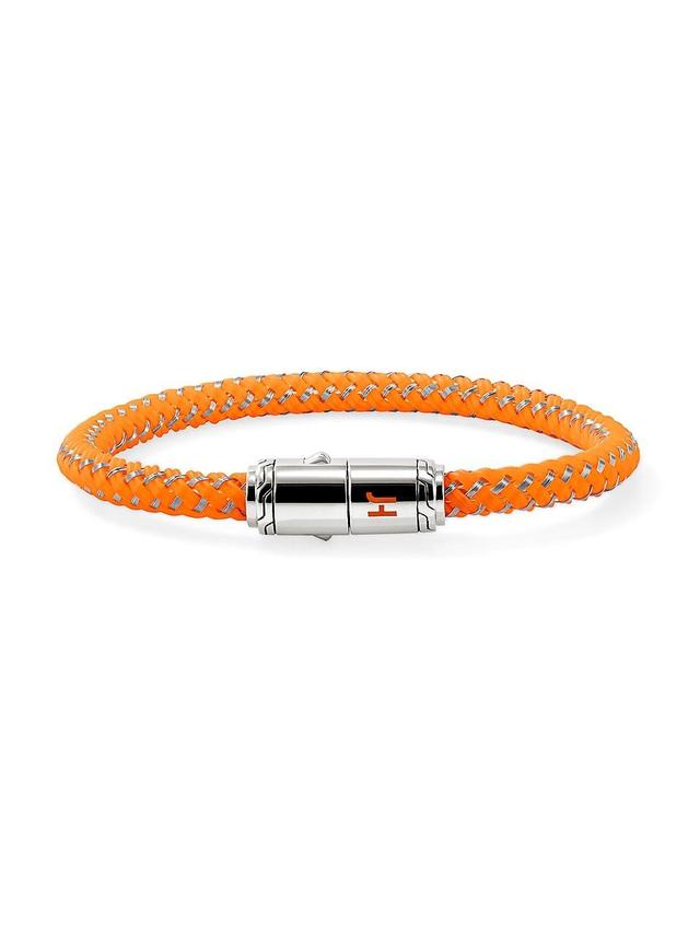 Mens Sterling Silver & Rubber Cord Bracelet Product Image