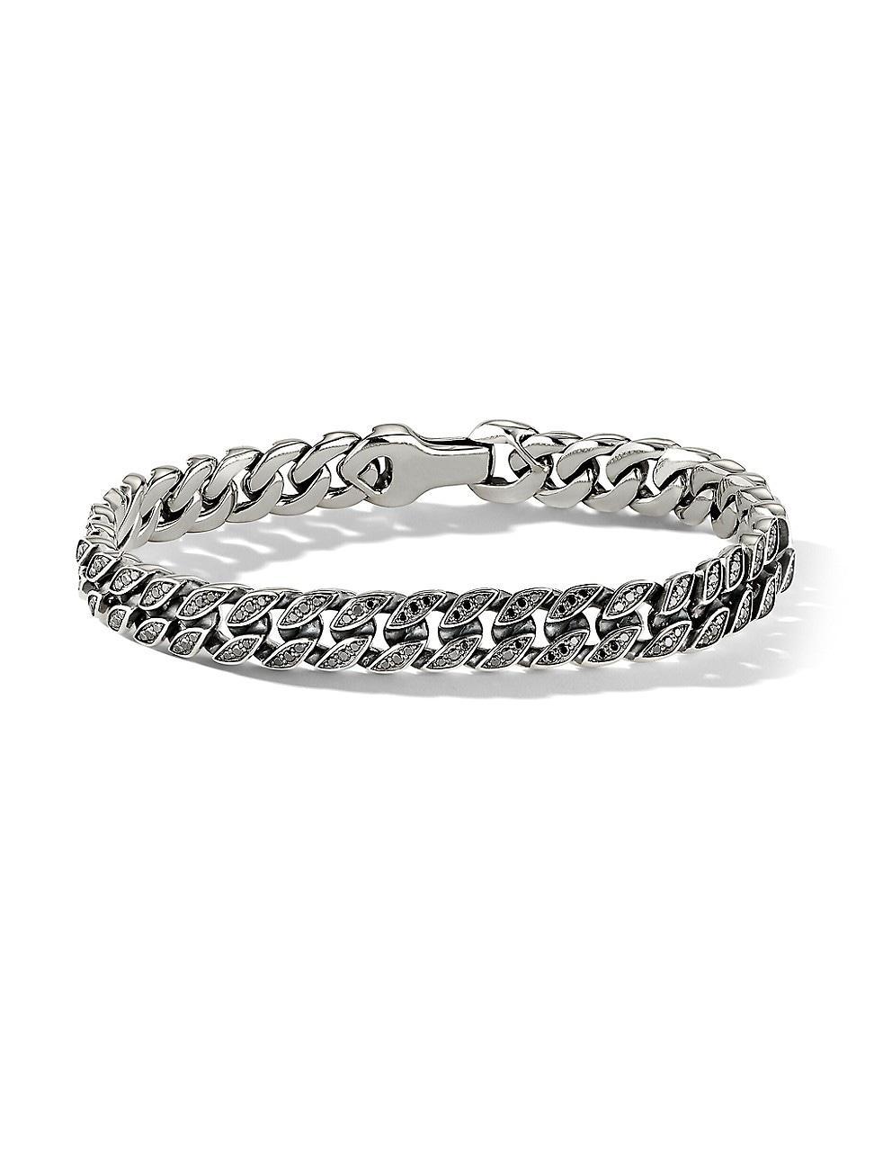 Mens Curb Chain Bracelet with Pav Black Diamonds Product Image