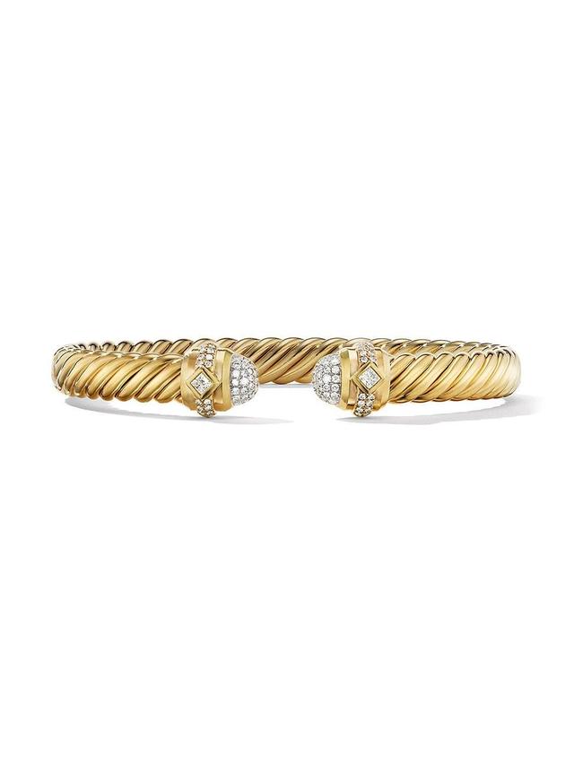 Womens Cablespira Oval Bracelet In 18K Yellow Gold With Pav Diamonds, 7MM Product Image