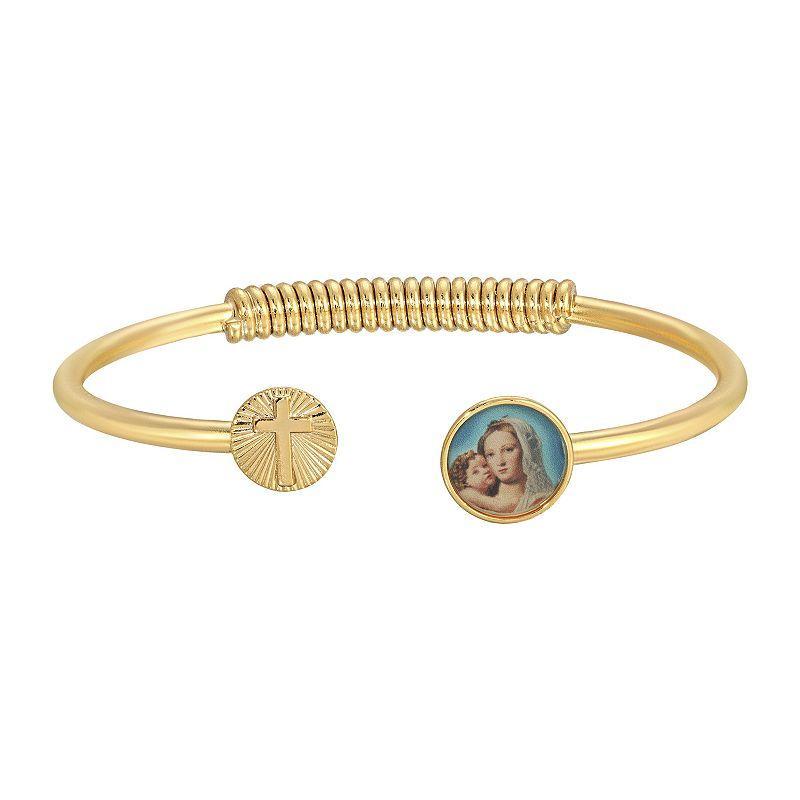 Symbols of Faith Mary and Child Spring Hinge Cuff Bracelet, Womens, Multi Product Image