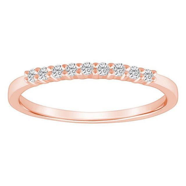 Alyson Layne 14k Gold 1/8 Carat T.W. Diamond 9-Stone Wedding Band, Womens Pink Product Image