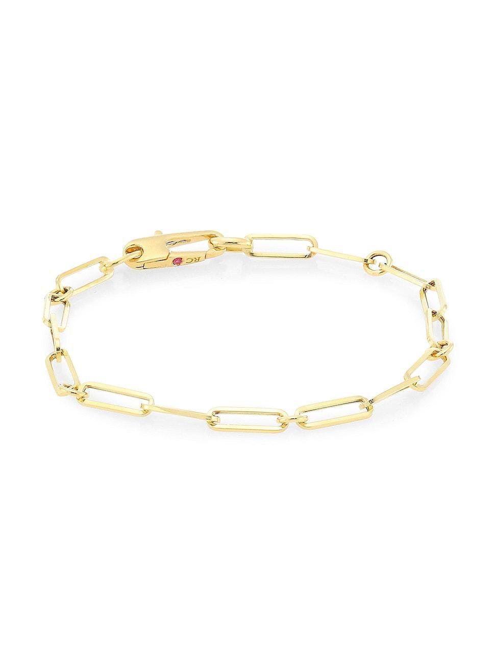 Womens 18K Yellow Gold Paperclip Chain Bracelet Product Image