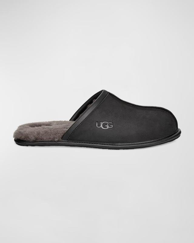 Men's Scuff Leather Mule Slippers w/ Wool Lining Product Image